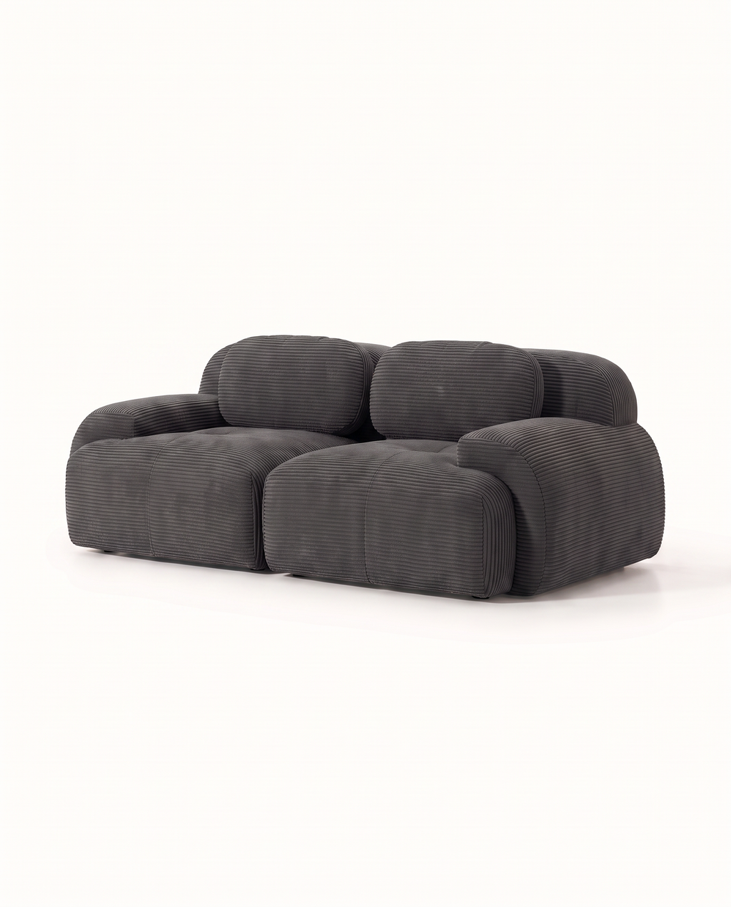 Gris anthracite – Canapé Galet 2 places en velours côtelé, vue de face