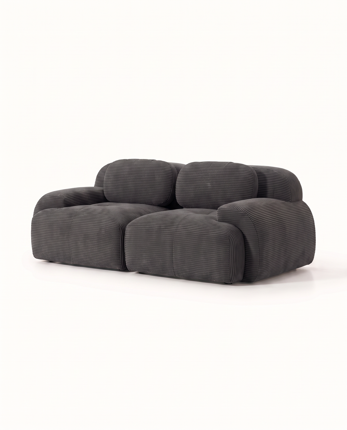 Gris anthracite – Canapé Galet 2 places en velours côtelé, vue de face