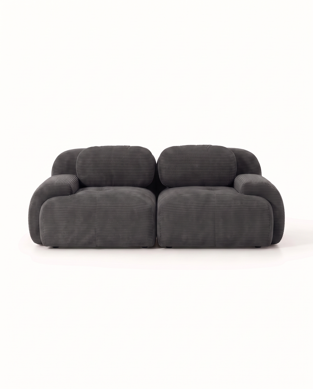 Gris anthracite – Canapé Galet 2 places en velours côtelé, vue de face