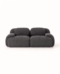 Gris anthracite – Canapé Galet 2 places en velours côtelé, vue de face