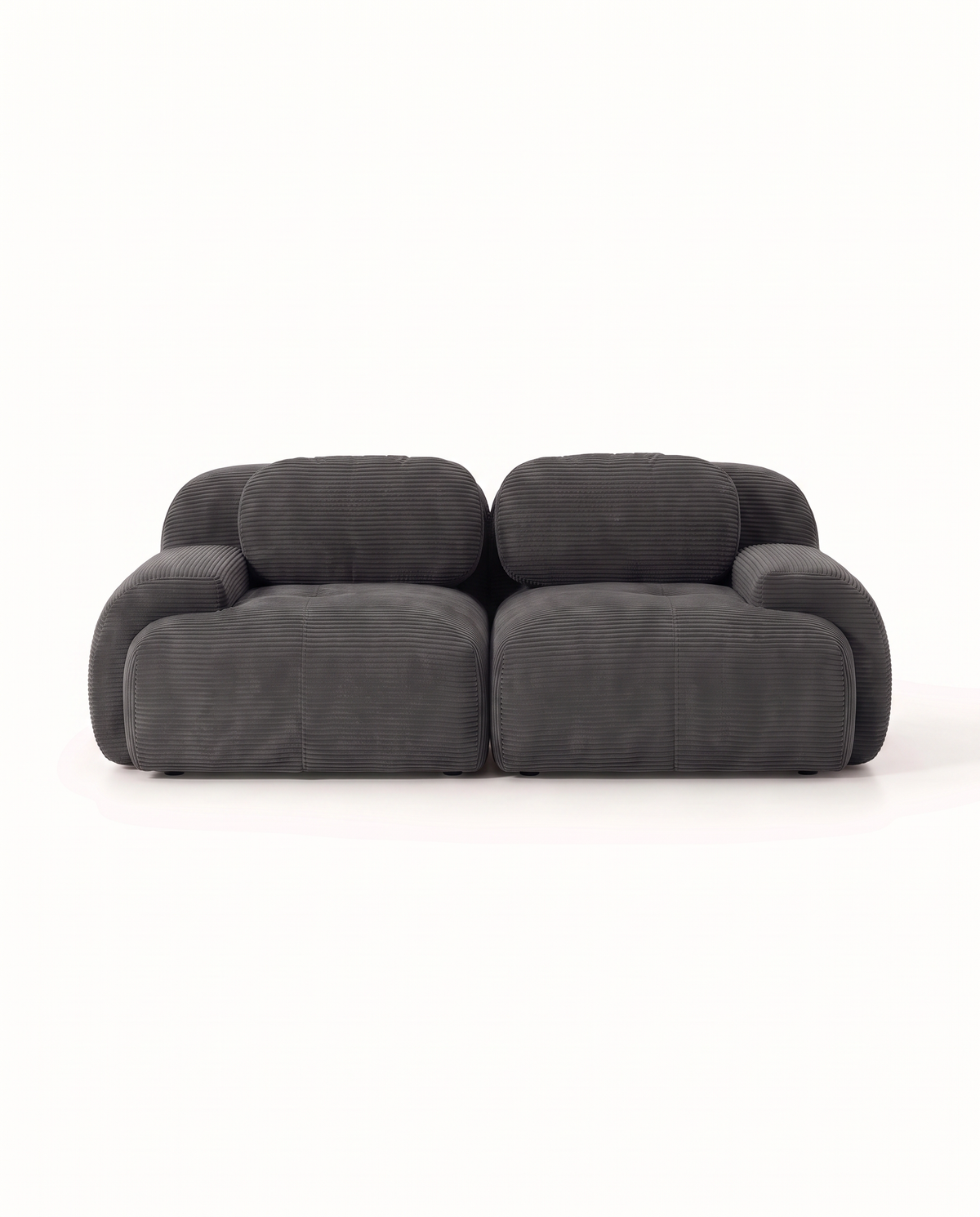 Gris anthracite – Canapé Galet 2 places en velours côtelé, vue de face